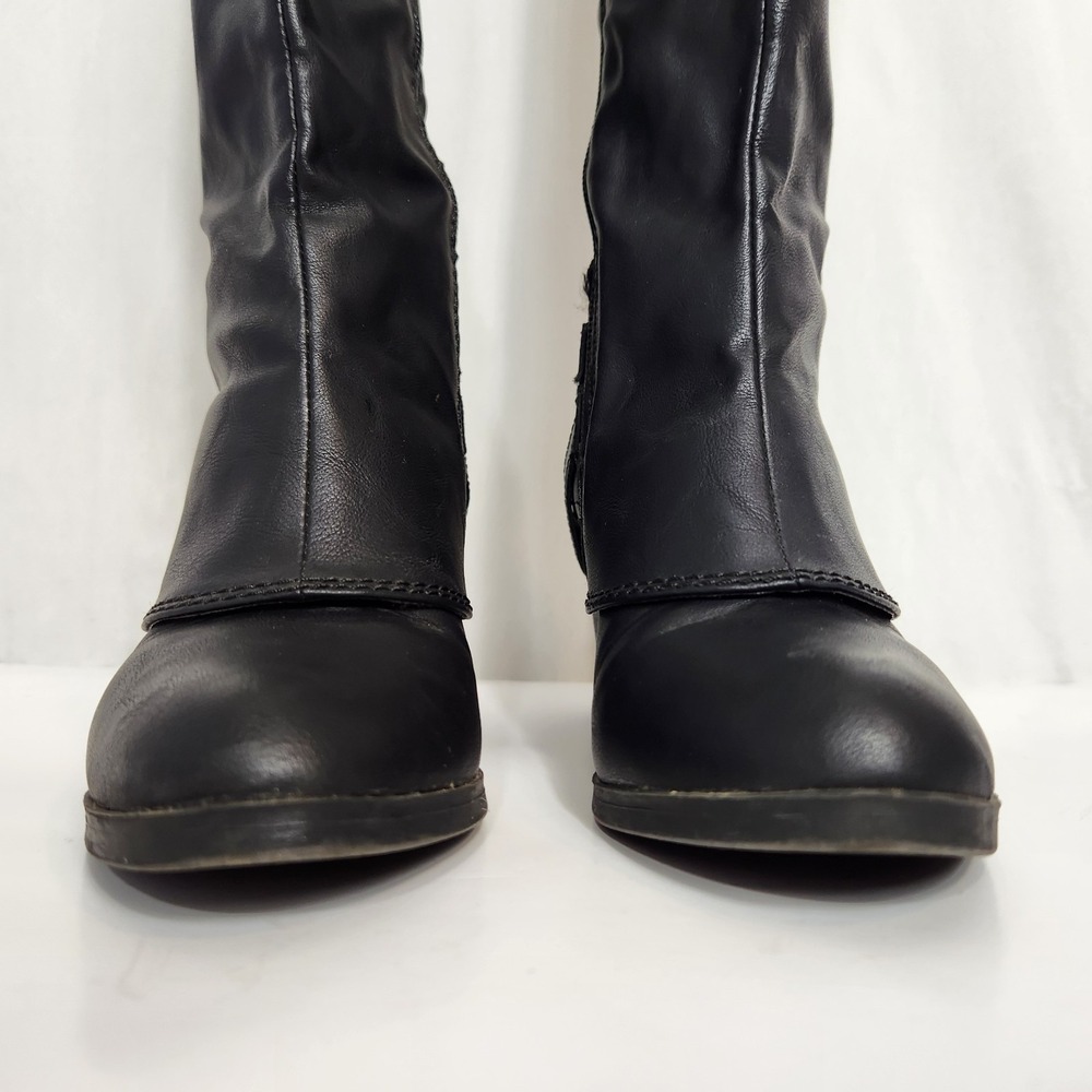 American Rag Co AEBONI Womens Black Knee High Boots Sz 5M Block Heel Harness Zip - Picture 7 of 16
